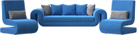 Комплект мягкой мебели Лига Диванов Волна набор 1 (велюр голубой) - 