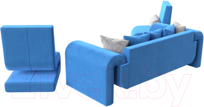 Комплект мягкой мебели Лига Диванов Волна набор 1 (велюр голубой)