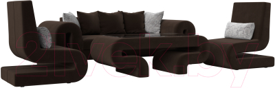 Комплект мягкой мебели Лига Диванов Волна набор 2 (микровельвет коричневый)