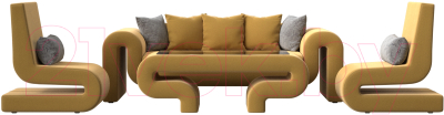 Комплект мягкой мебели Лига Диванов Волна набор 2 (микровельвет желтый)