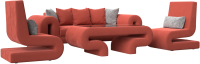 Комплект мягкой мебели Лига Диванов Волна набор 2 (микровельвет коралловый) - 