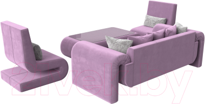 Комплект мягкой мебели Лига Диванов Волна набор 2 (микровельвет сиреневый)