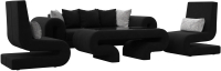 Комплект мягкой мебели Лига Диванов Волна набор 2 (микровельвет черный) - 
