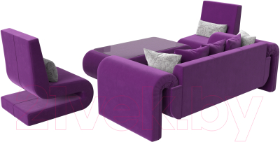 Комплект мягкой мебели Лига Диванов Волна набор 2 (микровельвет фиолетовый)