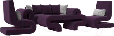 Комплект мягкой мебели Лига Диванов Волна набор 2 (велюр фиолетовый)