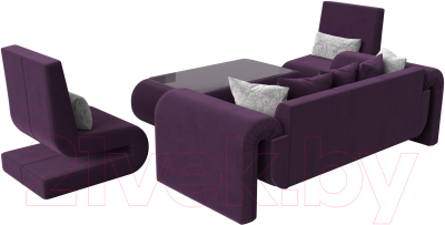 Комплект мягкой мебели Лига Диванов Волна набор 2 (велюр фиолетовый)