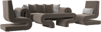 Комплект мягкой мебели Лига Диванов Волна набор 2 (велюр коричневый) - 