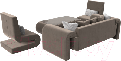 Комплект мягкой мебели Лига Диванов Волна набор 2 (велюр коричневый)