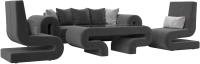 Комплект мягкой мебели Лига Диванов Волна набор 2 (велюр серый) - 