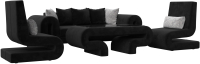 Комплект мягкой мебели Лига Диванов Волна набор 2 (велюр черный) - 