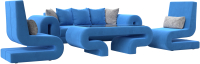 Комплект мягкой мебели Лига Диванов Волна набор 2 (велюр голубой) - 