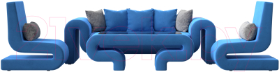 Комплект мягкой мебели Лига Диванов Волна набор 2 (велюр голубой)