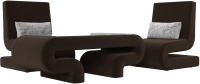 Комплект мягкой мебели Лига Диванов Волна набор 3 (микровельвет коричневый) - 