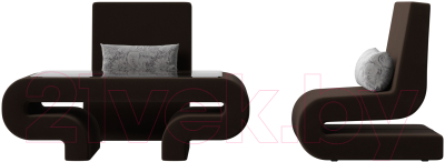 Комплект мягкой мебели Лига Диванов Волна набор 3 (микровельвет коричневый)