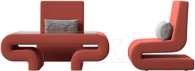 Комплект мягкой мебели Лига Диванов Волна набор 3 (микровельвет коралловый)
