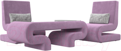 Комплект мягкой мебели Лига Диванов Волна набор 3 (микровельвет сиреневый)