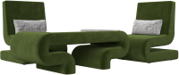 Комплект мягкой мебели Лига Диванов Волна набор 3 (микровельвет зеленый) - 
