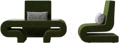 Комплект мягкой мебели Лига Диванов Волна набор 3 (микровельвет зеленый)