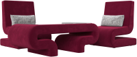 Комплект мягкой мебели Лига Диванов Волна набор 3 (микровельвет бордовый) - 