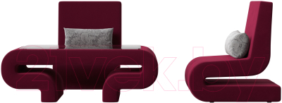 Комплект мягкой мебели Лига Диванов Волна набор 3 (микровельвет бордовый)