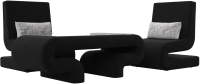 Комплект мягкой мебели Лига Диванов Волна набор 3 (микровельвет черный) - 