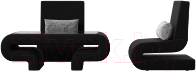 Комплект мягкой мебели Лига Диванов Волна набор 3 (микровельвет черный)