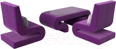 Комплект мягкой мебели Лига Диванов Волна набор 3 (микровельвет фиолетовый)