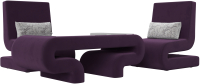 Комплект мягкой мебели Лига Диванов Волна набор 3 (велюр фиолетовый) - 