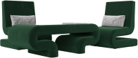 Комплект мягкой мебели Лига Диванов Волна набор 3 (велюр зеленый) - 