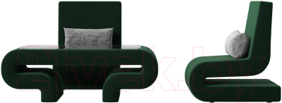 Комплект мягкой мебели Лига Диванов Волна набор 3 (велюр зеленый)