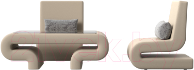 Комплект мягкой мебели Лига Диванов Волна набор 3 (велюр бежевый)