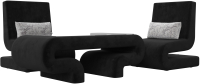 Комплект мягкой мебели Лига Диванов Волна набор 3 (велюр черный) - 