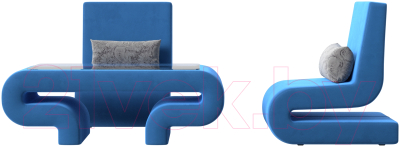Комплект мягкой мебели Лига Диванов Волна набор 3 (велюр голубой)