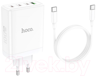 Зарядное устройство сетевое Hoco N31 + кабель Type-C to Type-C (белый)