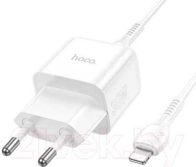Зарядное устройство сетевое Hoco N32 + кабель Type-C to Lightning (белый)