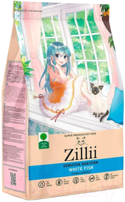 Сухой корм для кошек Zillii Sensitive Digestion Cat Белая рыба / 5658163 (10кг)