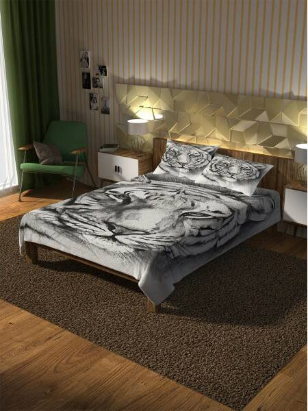 Набор текстиля для спальни Ambesonne Нарисованный тигр 160x220 / bcsl_30502