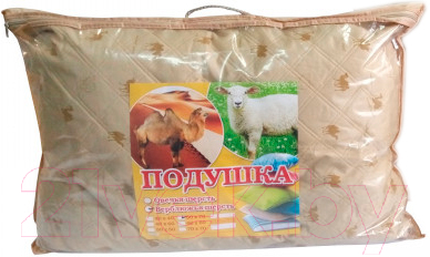 Подушка для сна АЭЛИТА Верблюд 50x70 (верблюжья шерсть, сумка)