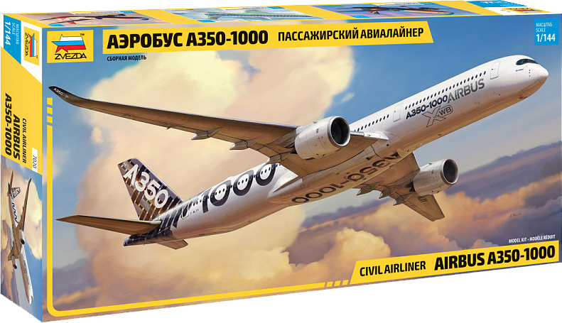 Сборная модель Звезда Пассажирский авиалайнер Аэробус А-350-1000 / 7020