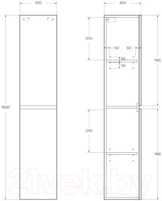 Шкаф-пенал для ванной BelBagno Albano ALBANO-1600-2A-SC-RVB-P