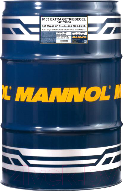 Трансмиссионное масло Mannol Extra 75W90 GL-4/GL-5 LS / MN8103-DR (208л)