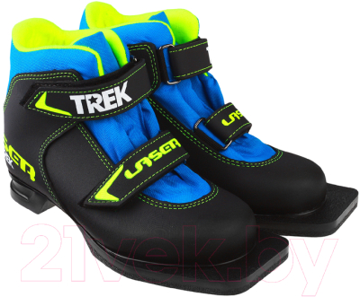 Ботинки для беговых лыж TREK Laser 1 (черный/лайм, р-р 30)