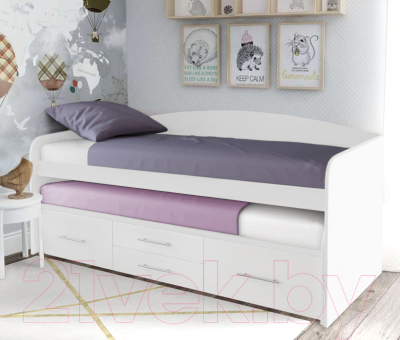 Двухъярусная выдвижная кровать Артём-Мебель СН 108.02 (белый)