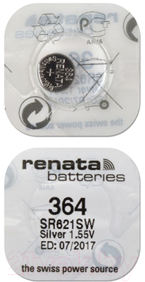 Батарейка Renata SR364/SR621SW/AG1 1.55V 22mAh 6.8x2.1mm