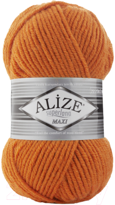 Пряжа для вязания Alize Superlana Maxi 25% шерсть, 75% акрил / 225 (100м, оранжевый)