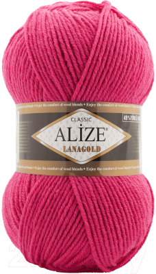 Пряжа для вязания Alize Lanagold 49% шерсть, 51% акрил / 798 (240м, малиновый)