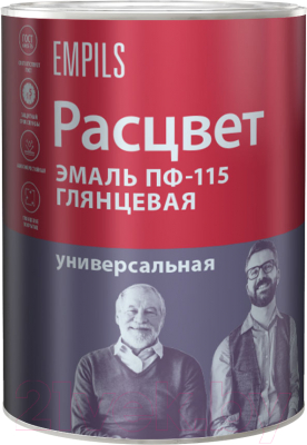 Изображение товара Эмаль Расцвет ПФ-115 Глянцевый (1.9кг, вишневый)