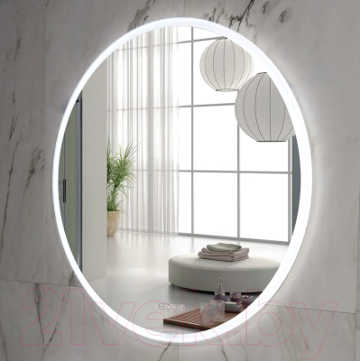 Зеркало Пекам Ring 90x90 / Ring-90x90spcl (с подсветкой, с сенсором, подогревом, часами)