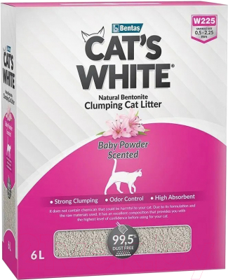 Наполнитель для туалета Cat's White Box Premium Детская присыпка (6л/5.1кг)