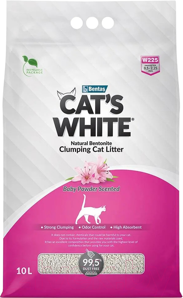 Наполнитель для туалета Cat's White С ароматом детской присыпки